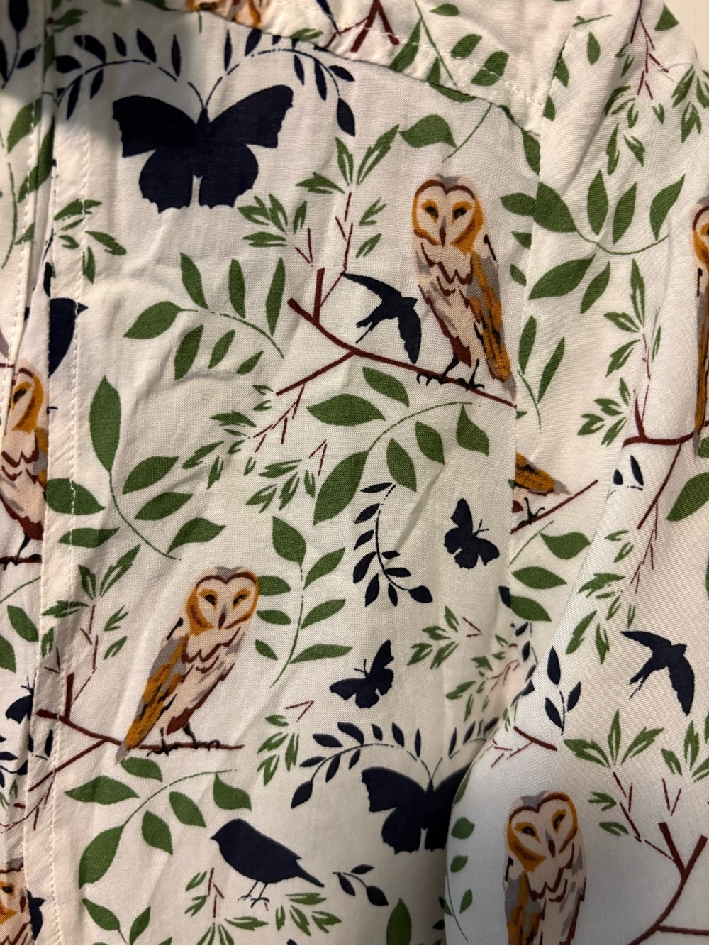 Maeve Anthropologie woodland walk owl collar button up top blouse 4 s small - Picture 3 of 6